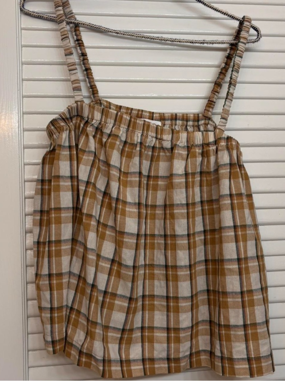 Carly Jean Los Angeles plaid top with straps size M